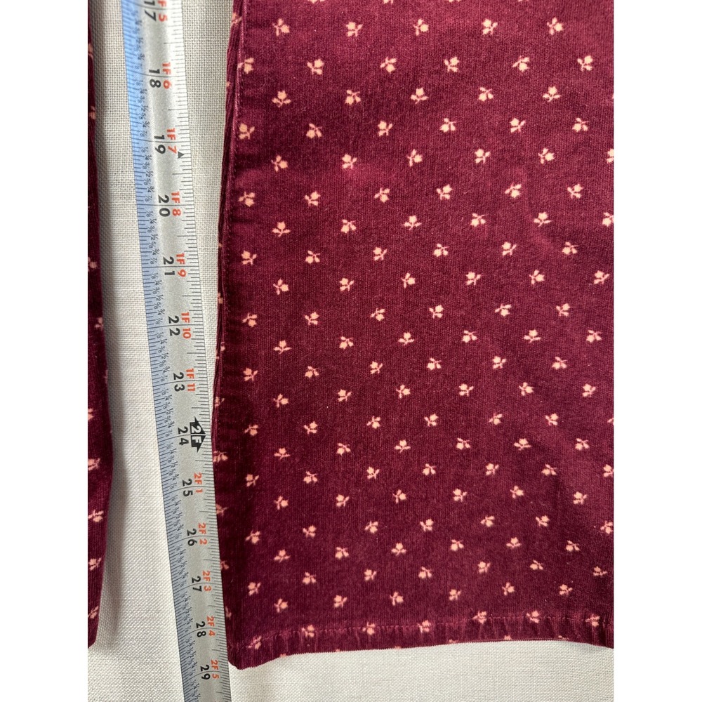 Pilcro and the Letterpress Maroon Floral Corduroy High-Rise Bootcut Pants 27 - Picture 8 of 8